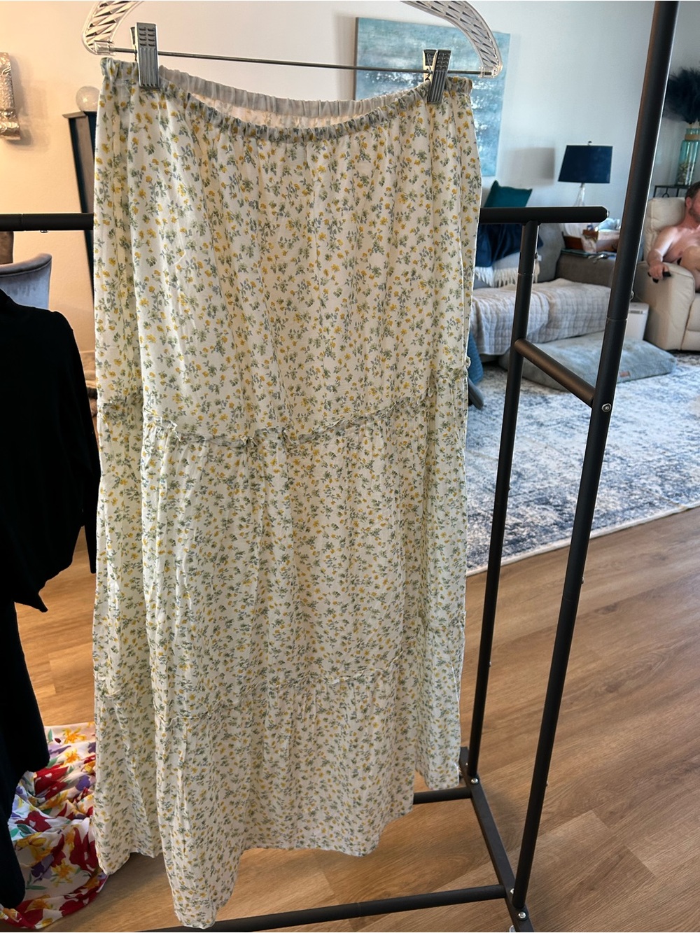 Women’s Floral Tiered Maxi Dress — Yellow Floral